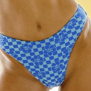 BERLOOK Blue Plaid Jacquard Bikini Bottom ONLY 49